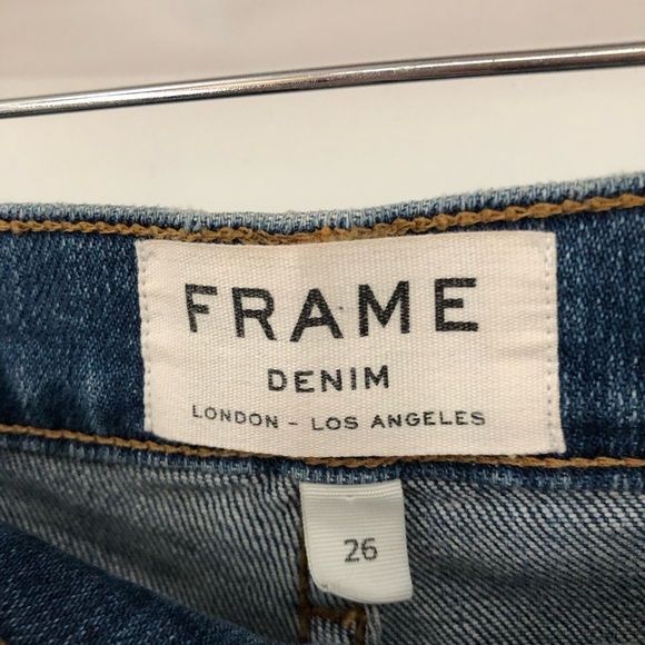 Frame 26x28 Le High Straight Distressed Raw Hem Merry Jeans Straight Leg 0636 - Picture 5 of 13